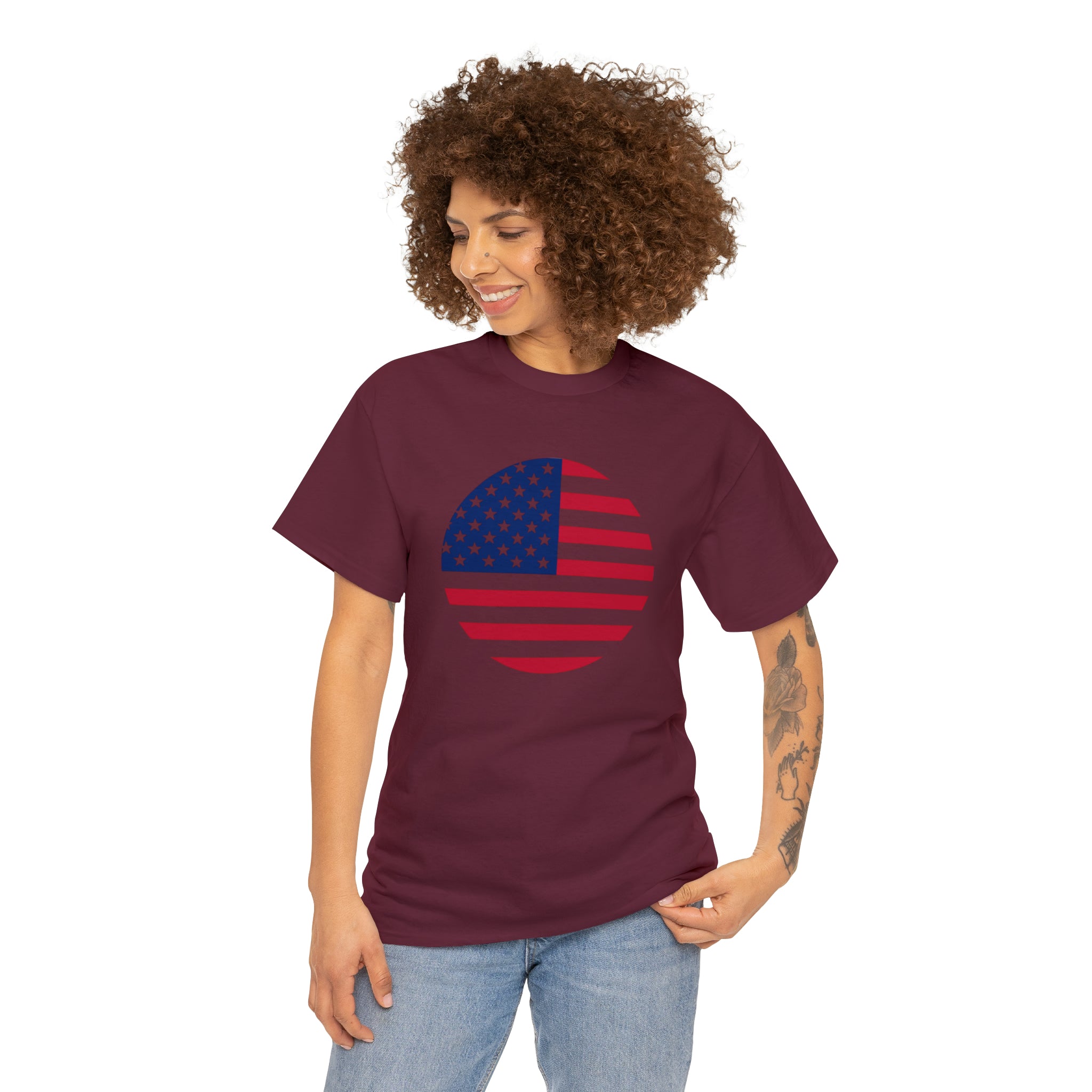 American Flag Globe Unisex Heavy Cotton Tee