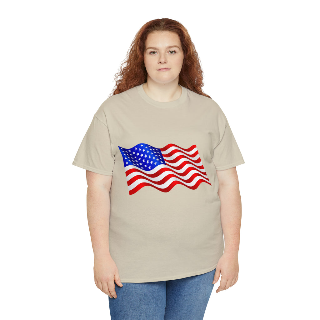 American Wavy Flag Unisex Heavy Cotton Tee