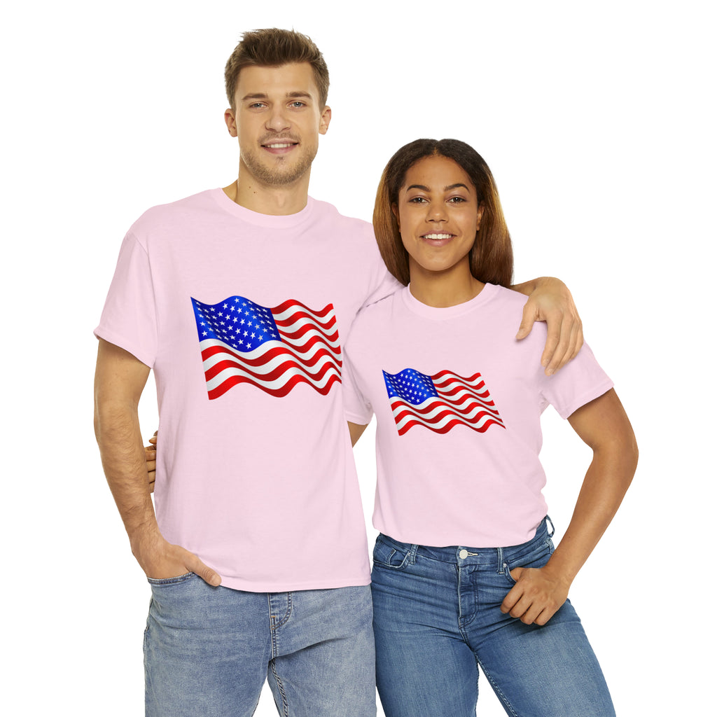 American Wavy Flag Unisex Heavy Cotton Tee