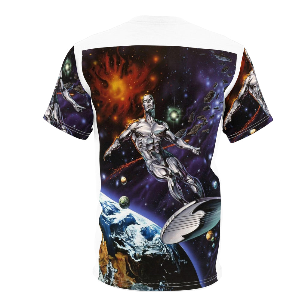 Silver Surfing Man Unisex Cut & Sew Tee (AOP)