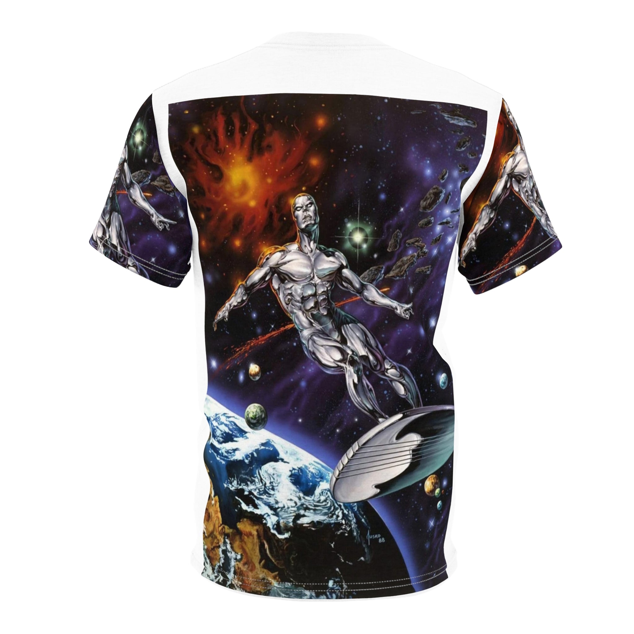 Silver Surfing Man Unisex Cut & Sew Tee (AOP)
