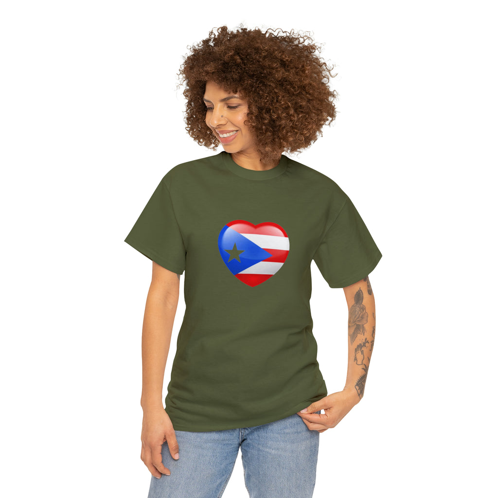 Puerto Rican Flag Heart Unisex Heavy Cotton Tee