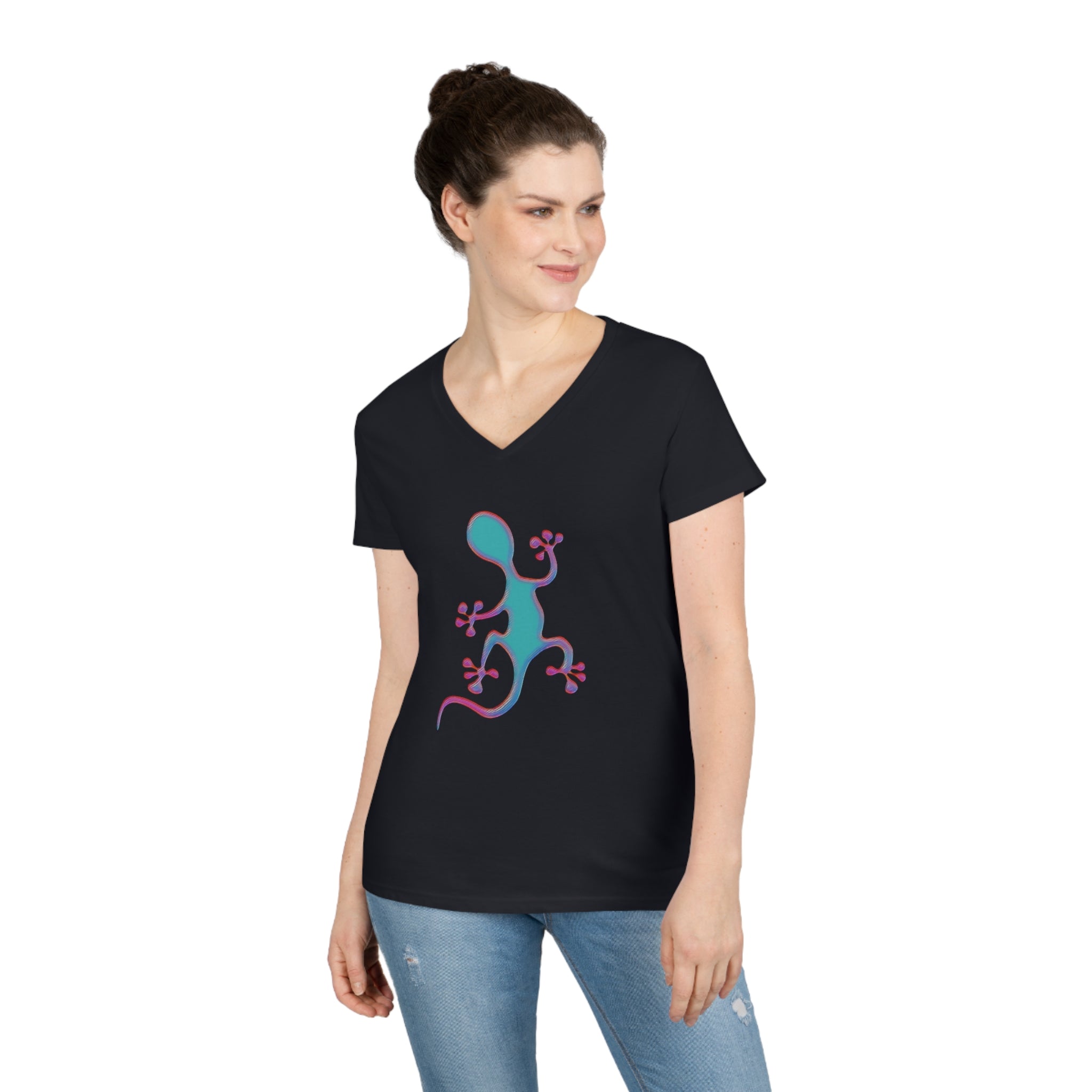Taino-Inspried Salamander Ladies' V-Neck T-Shirt
