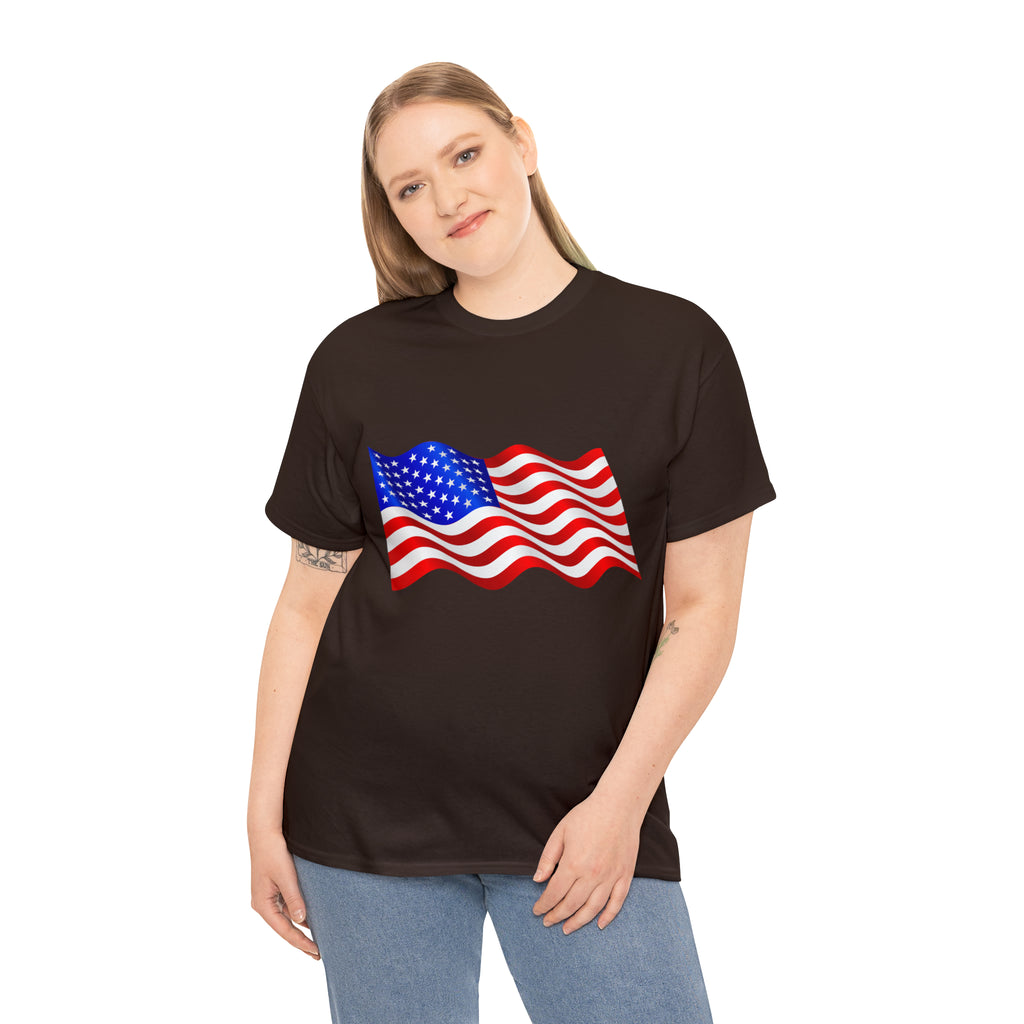 American Wavy Flag Unisex Heavy Cotton Tee