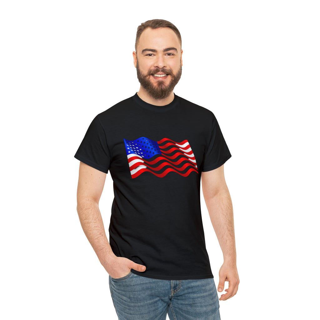 American Wavy Flag Unisex Heavy Cotton Tee