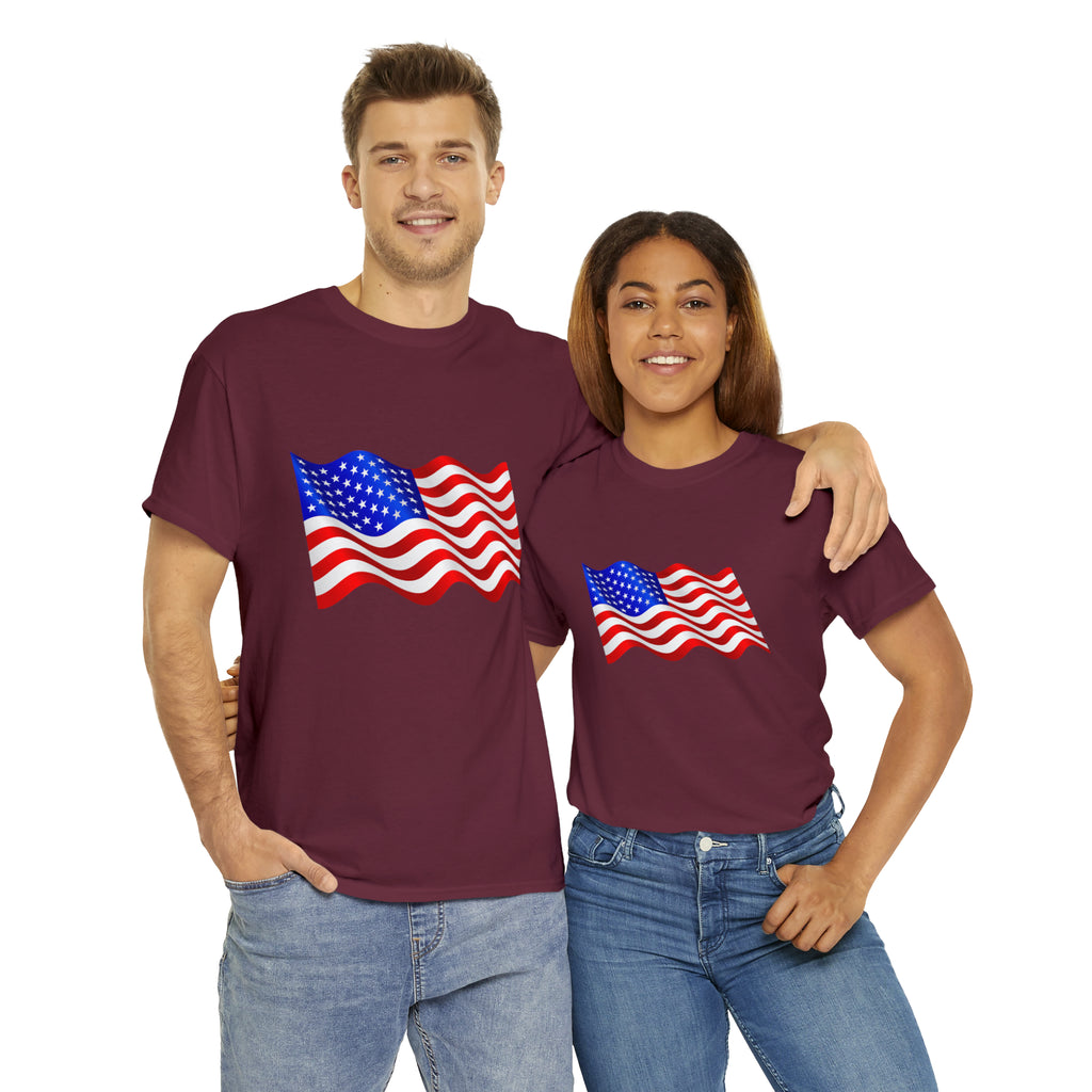 American Wavy Flag Unisex Heavy Cotton Tee