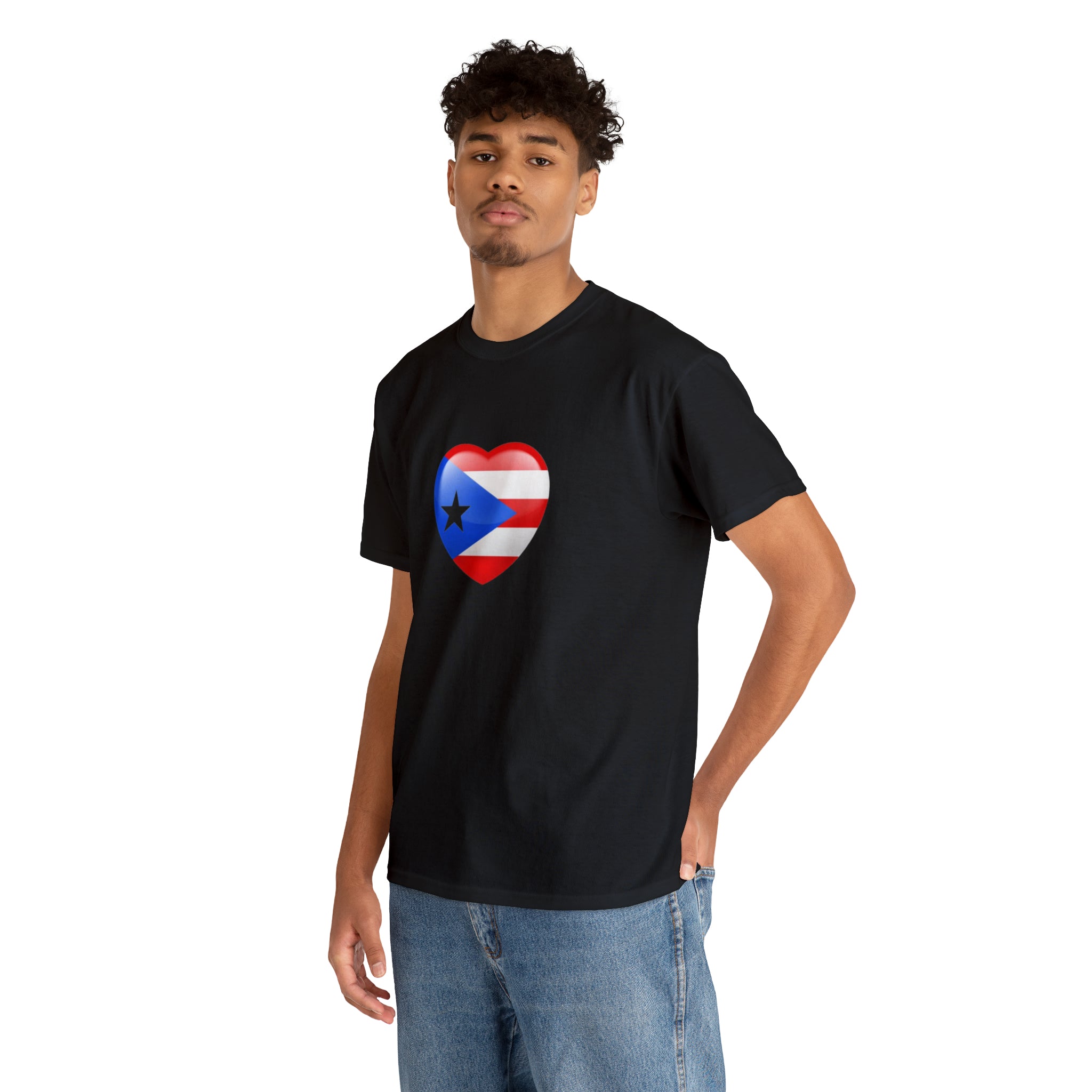 Puerto Rican Flag Heart Unisex Heavy Cotton Tee