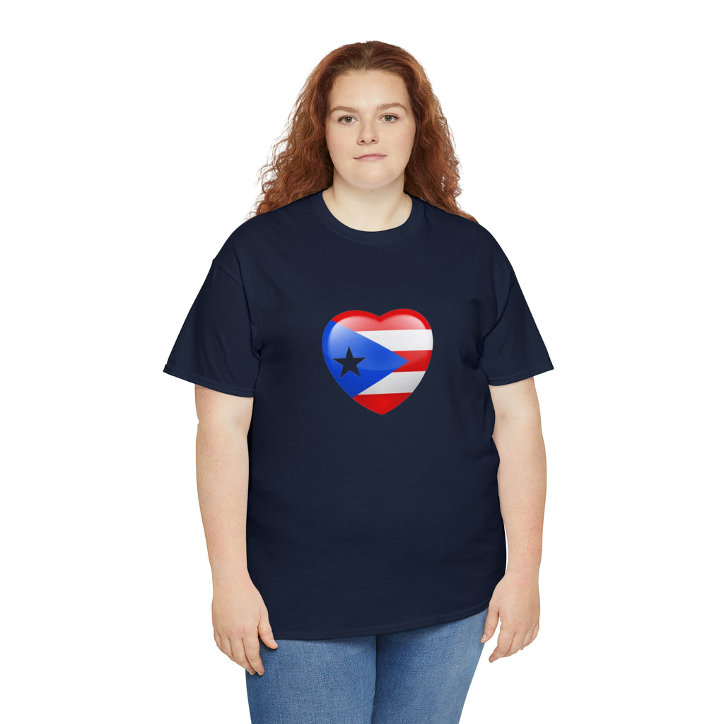 Puerto Rican Flag Heart Unisex Heavy Cotton Tee
