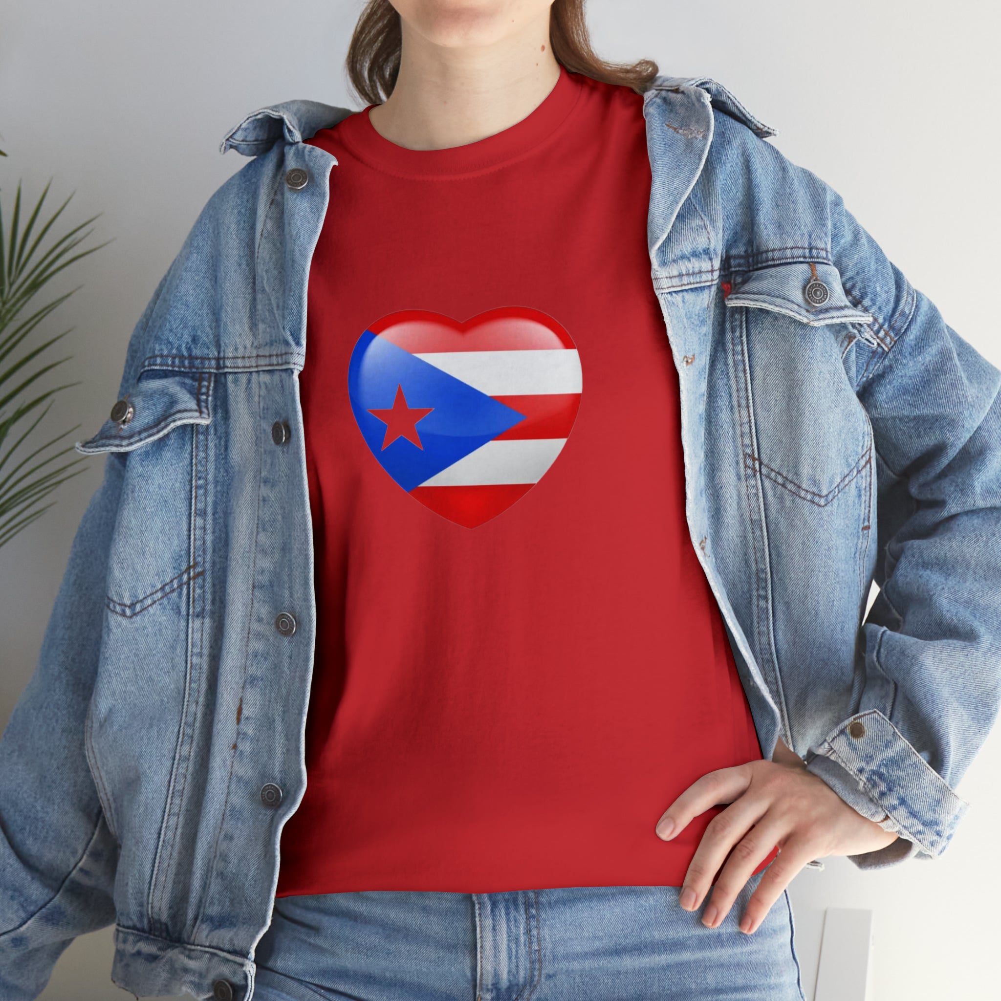 Puerto Rican Flag Heart Unisex Heavy Cotton Tee