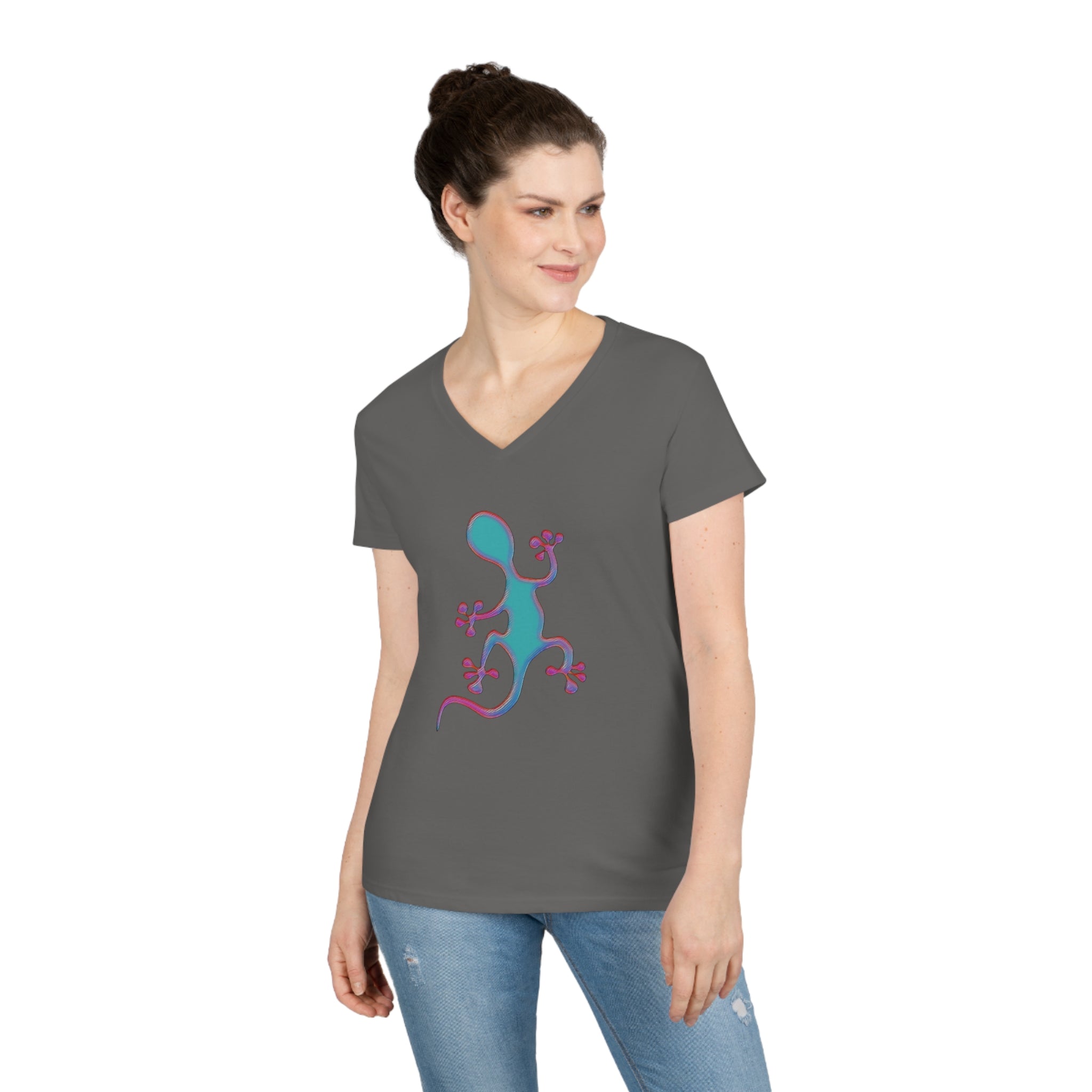 Taino-Inspried Salamander Ladies' V-Neck T-Shirt