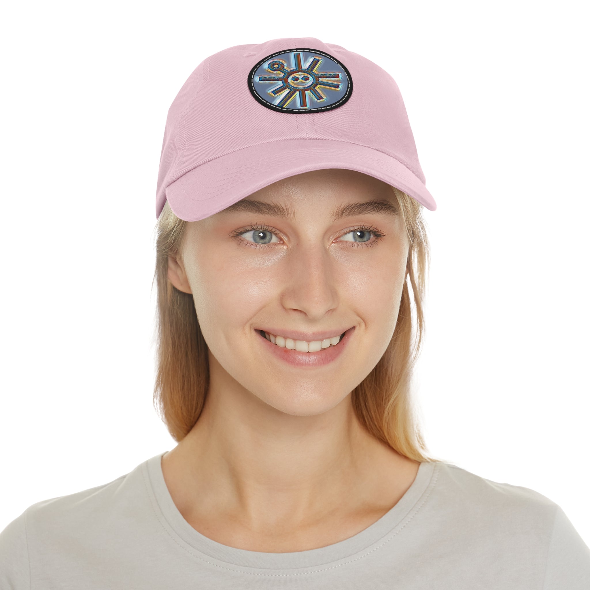 Taino Symbolism Dad Hat with Leather Patch (Round)