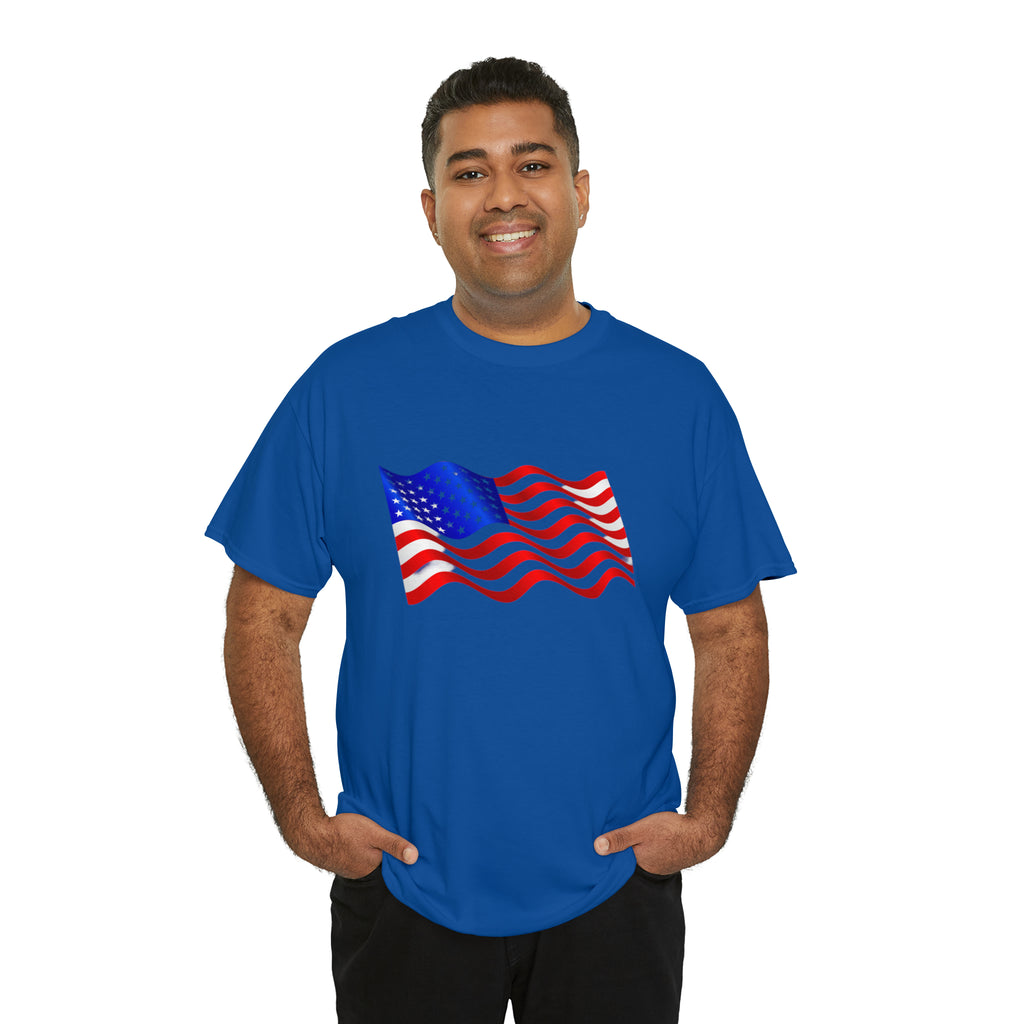 American Wavy Flag Unisex Heavy Cotton Tee