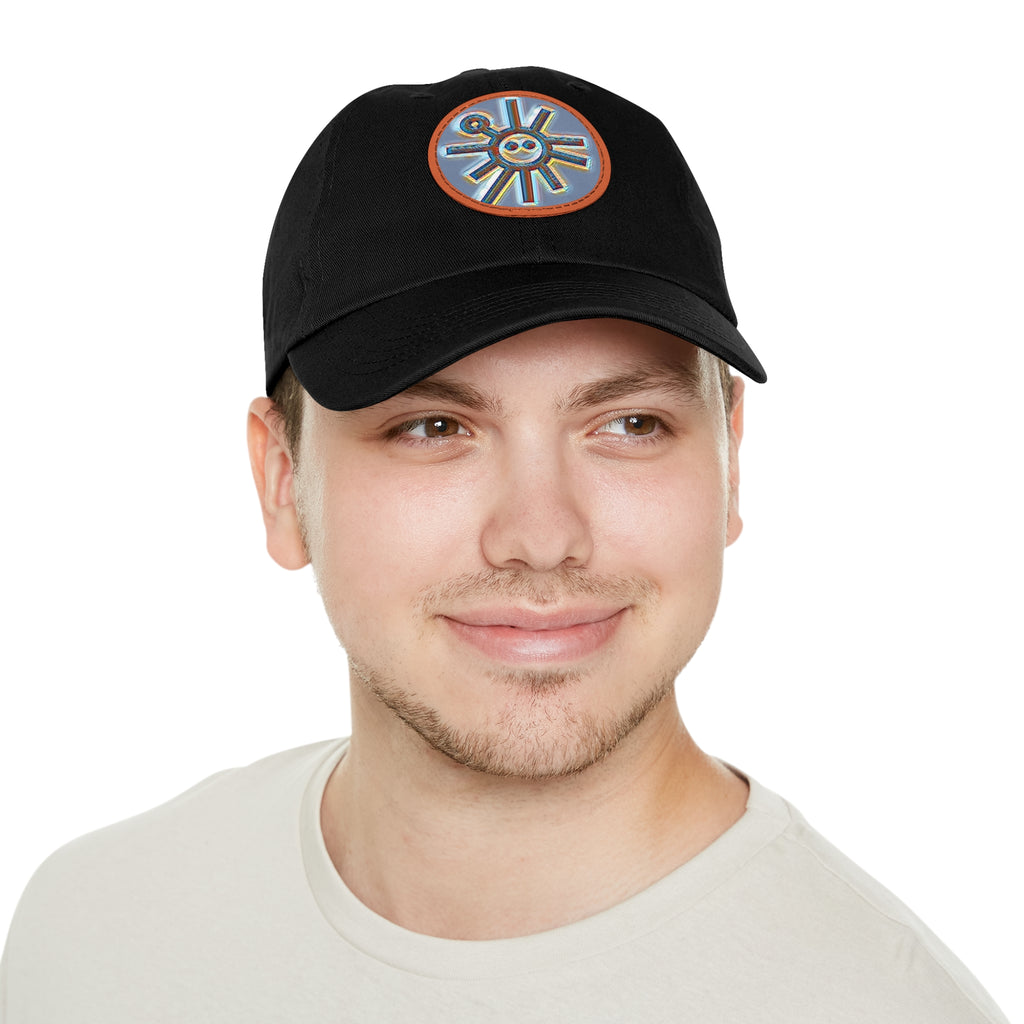 Taino Symbolism Dad Hat with Leather Patch (Round)