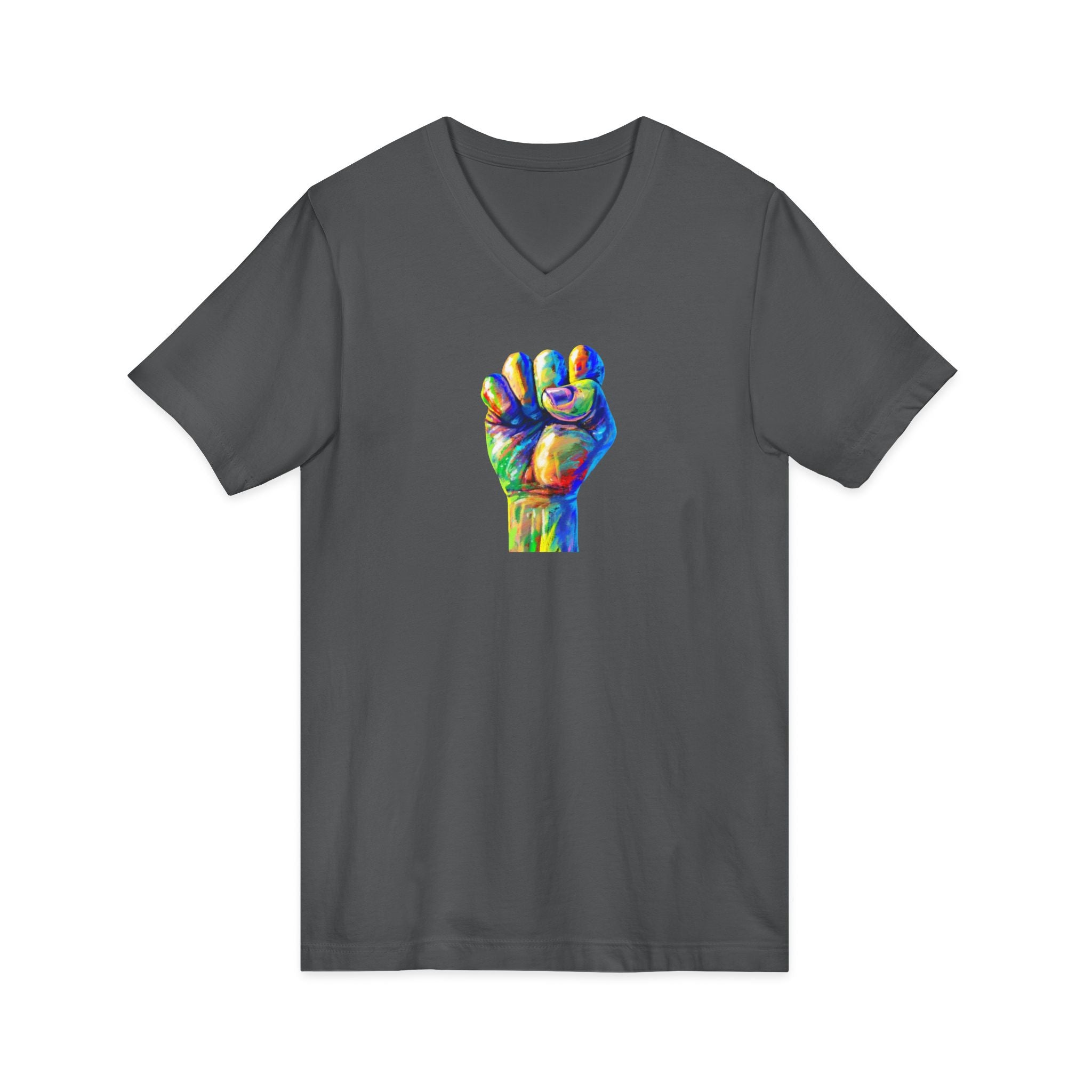 Power To The People Fist V-Neck Tee — Pride & Protest Solidarity T-Shirt