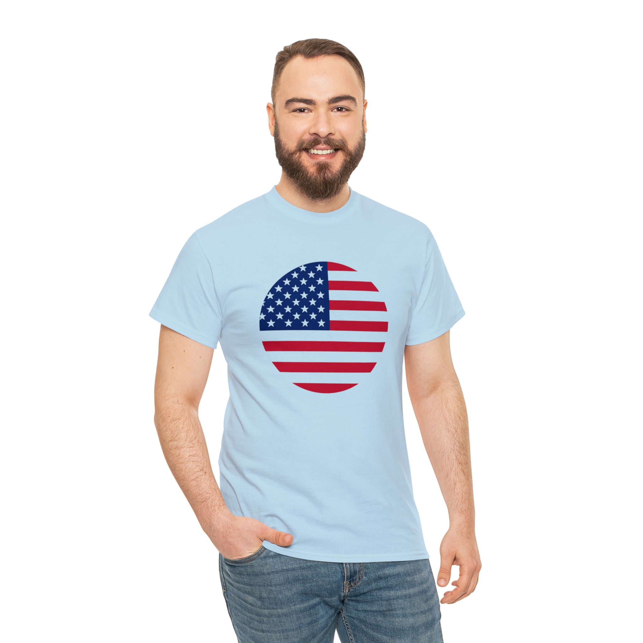 American Flag Globe Unisex Heavy Cotton Tee