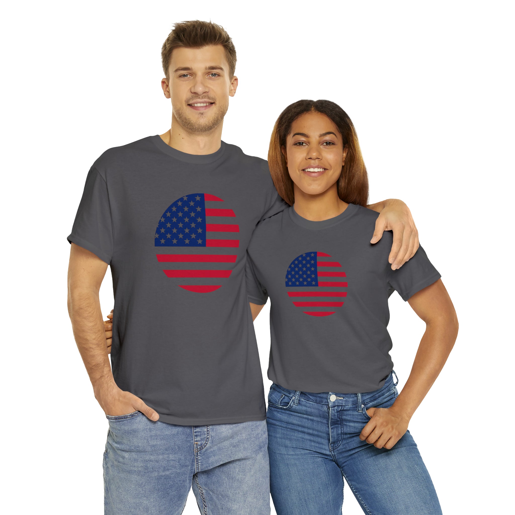 American Flag Globe Unisex Heavy Cotton Tee