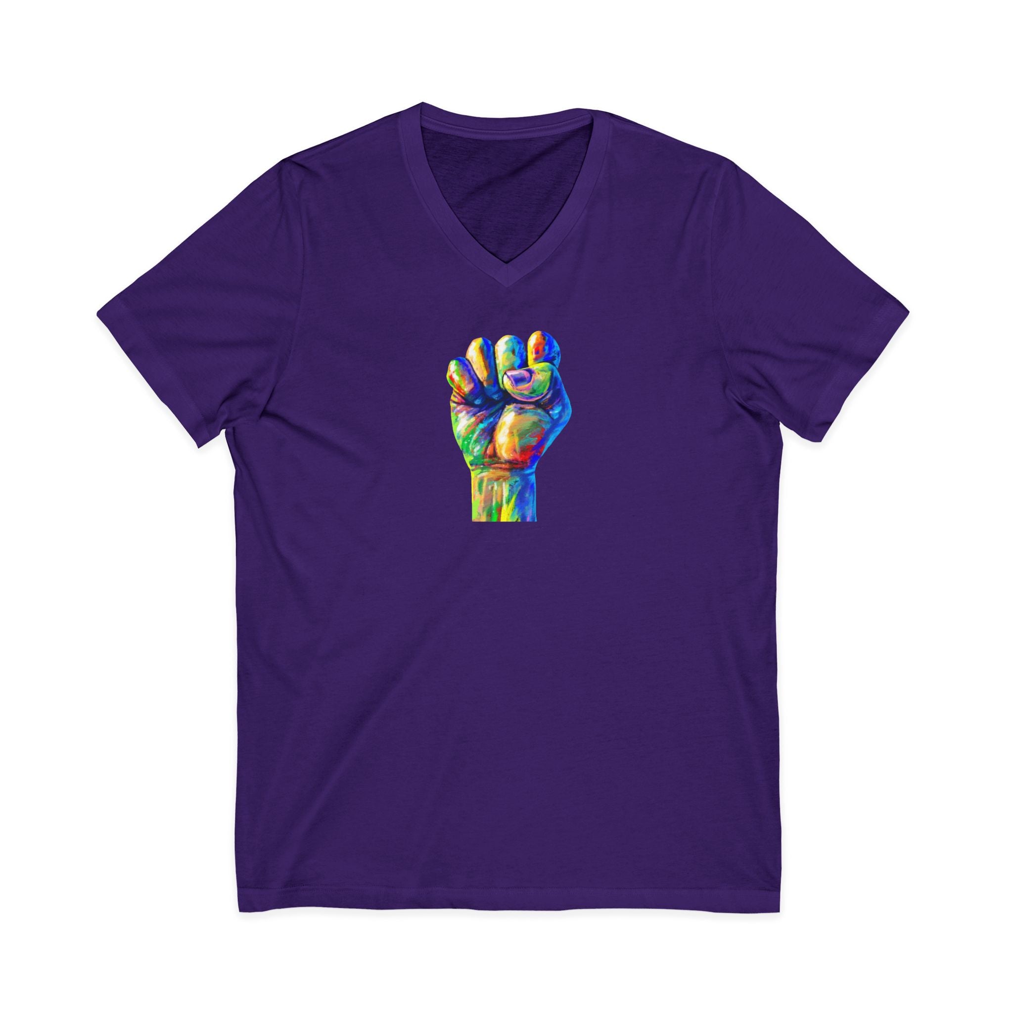Power To The People Fist V-Neck Tee — Pride & Protest Solidarity T-Shirt