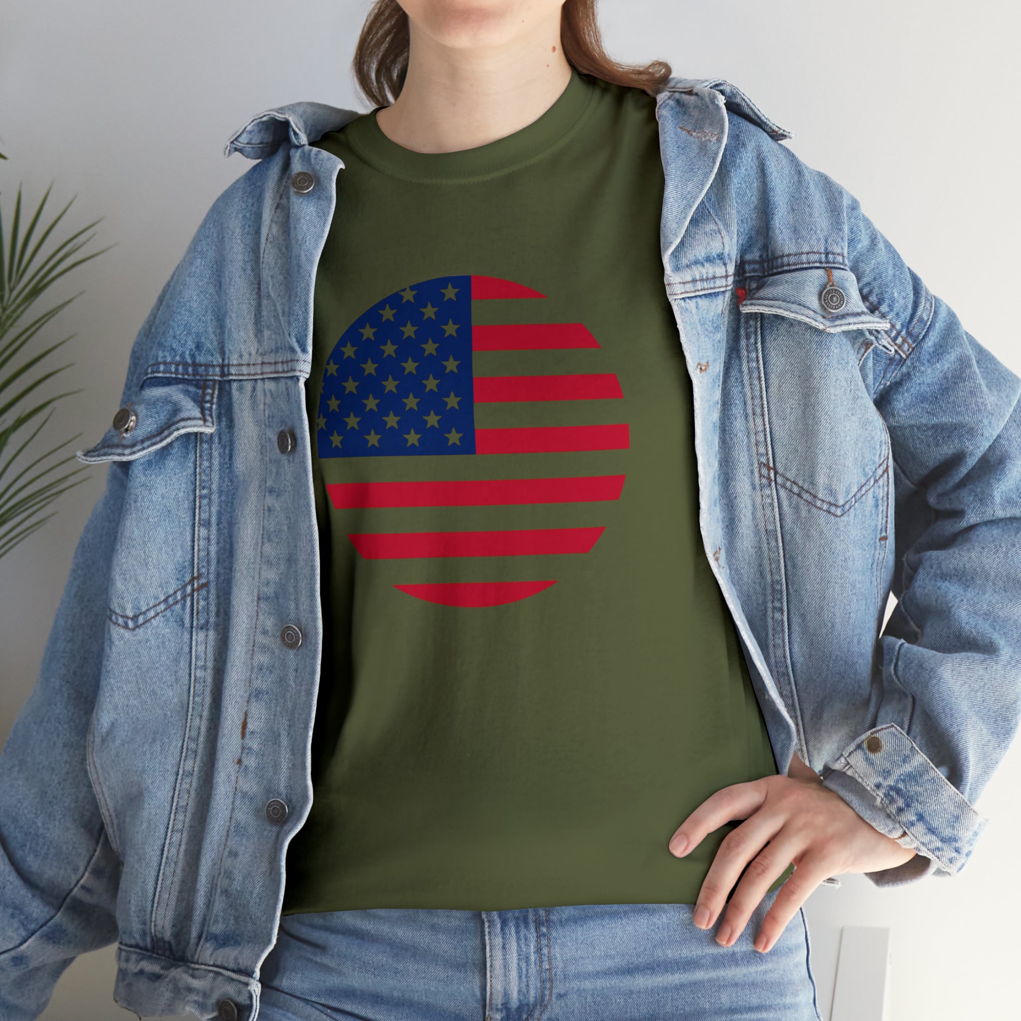 American Flag Globe Unisex Heavy Cotton Tee