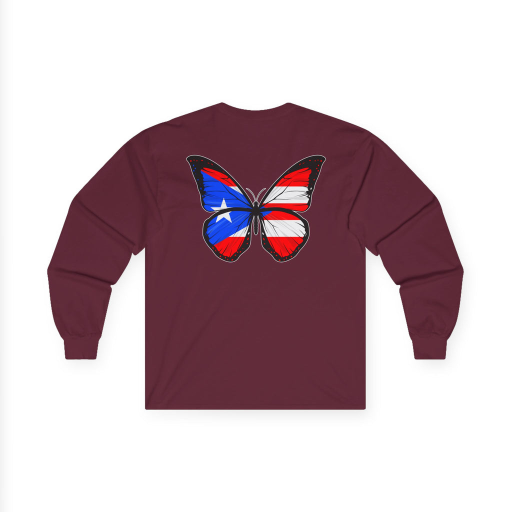 Women's Puerto Rico Flag Butterfly Long Sleeve Tee