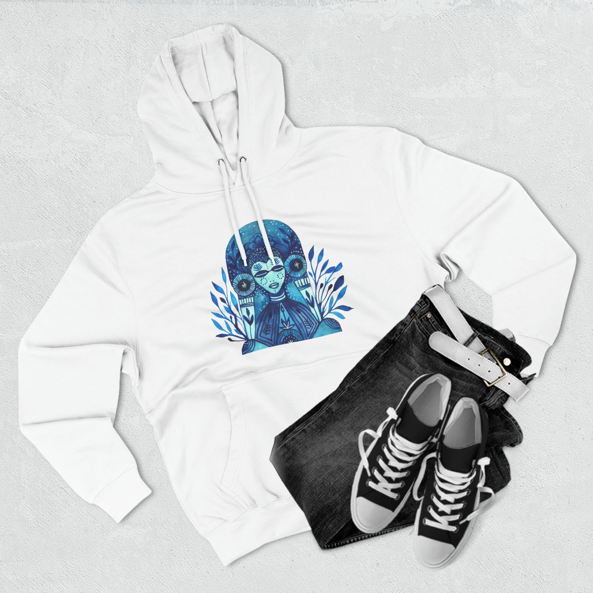 Taino Inspired Queen When Its Dark Look For The Stars Three-Panel Fleece Hoodie