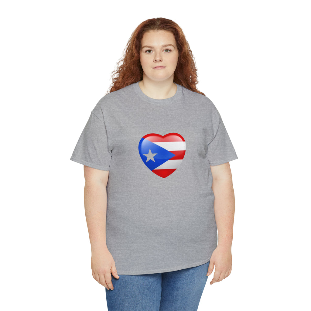 Puerto Rican Flag Heart Unisex Heavy Cotton Tee