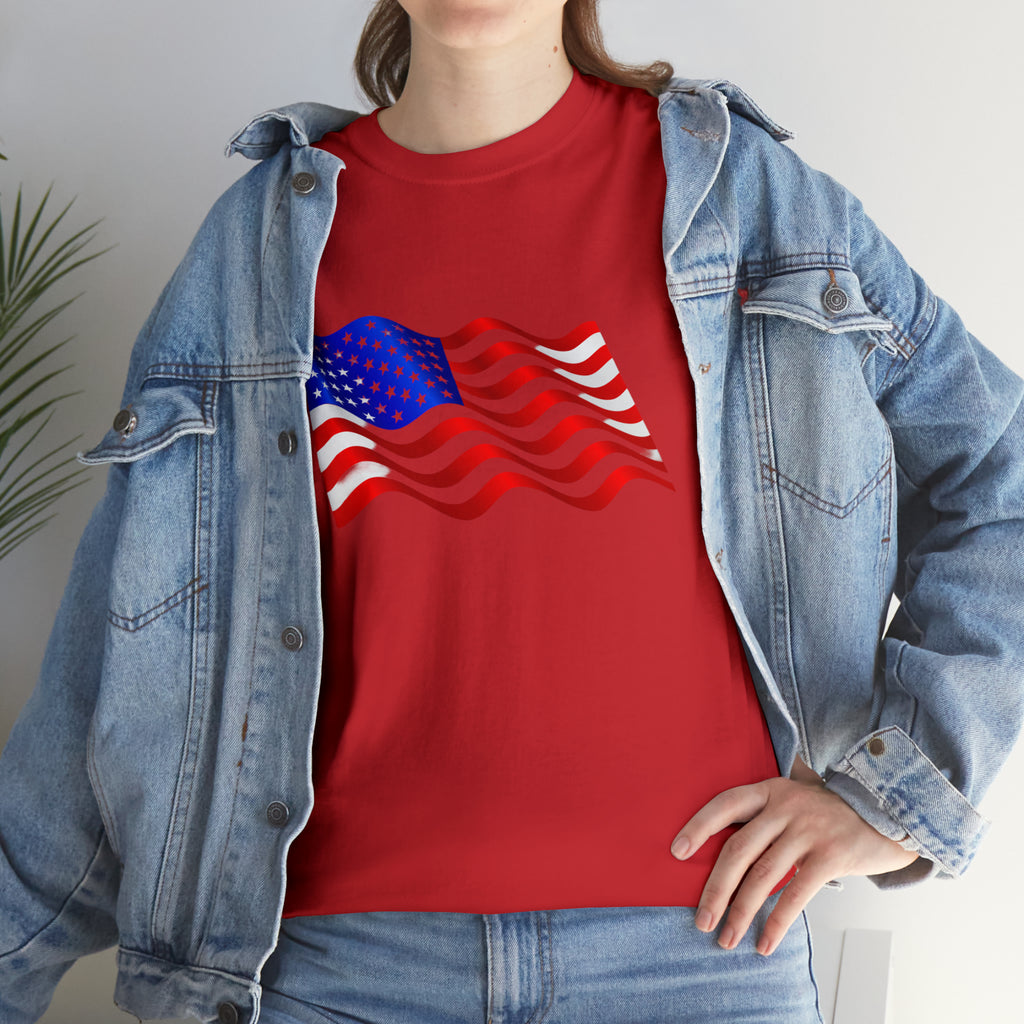 American Wavy Flag Unisex Heavy Cotton Tee