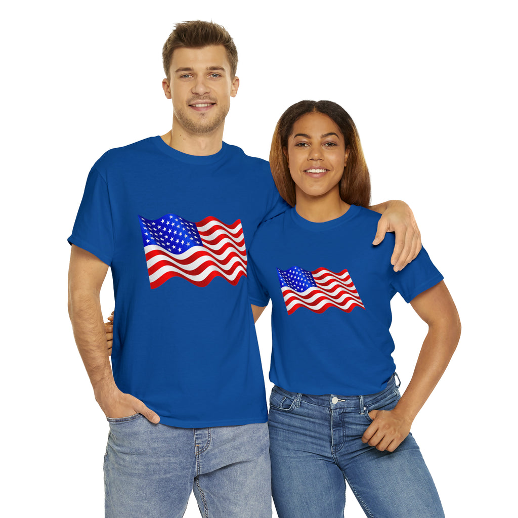 American Wavy Flag Unisex Heavy Cotton Tee