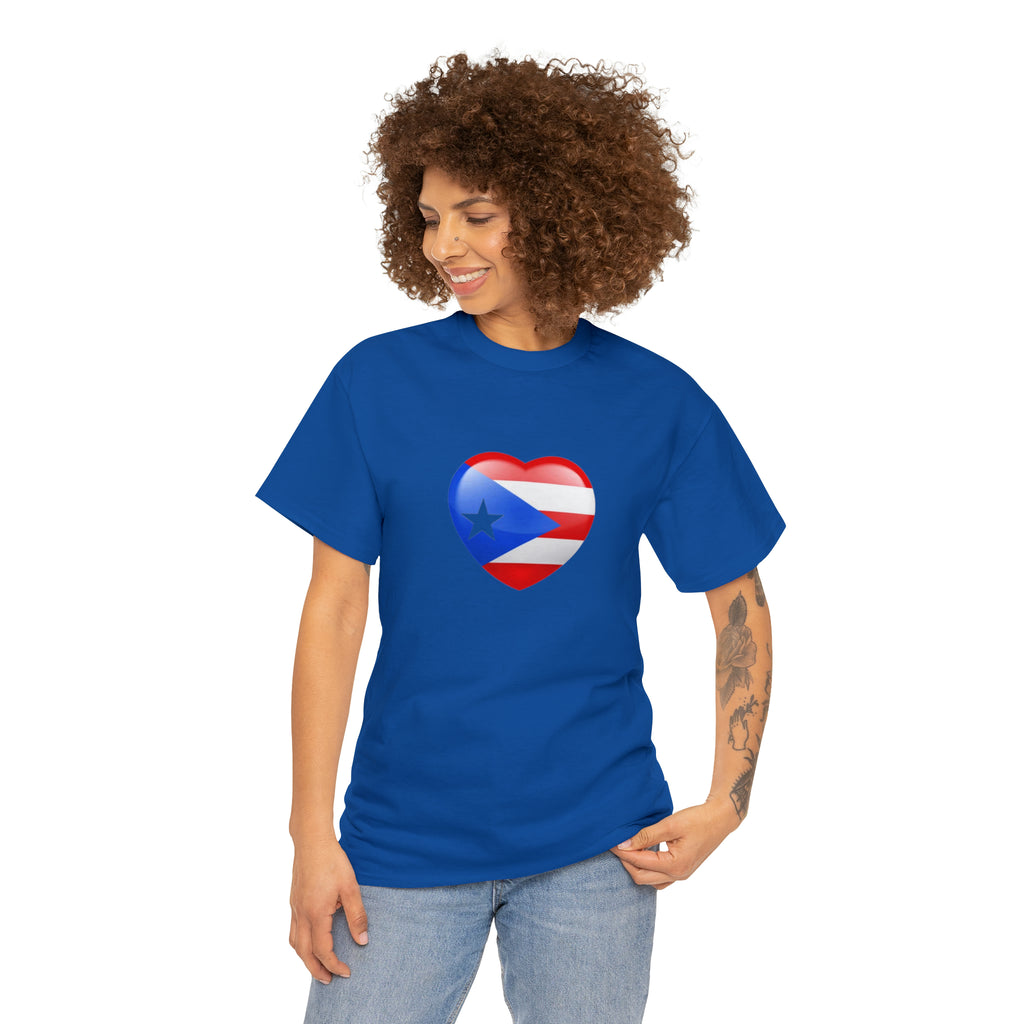 Puerto Rican Flag Heart Unisex Heavy Cotton Tee