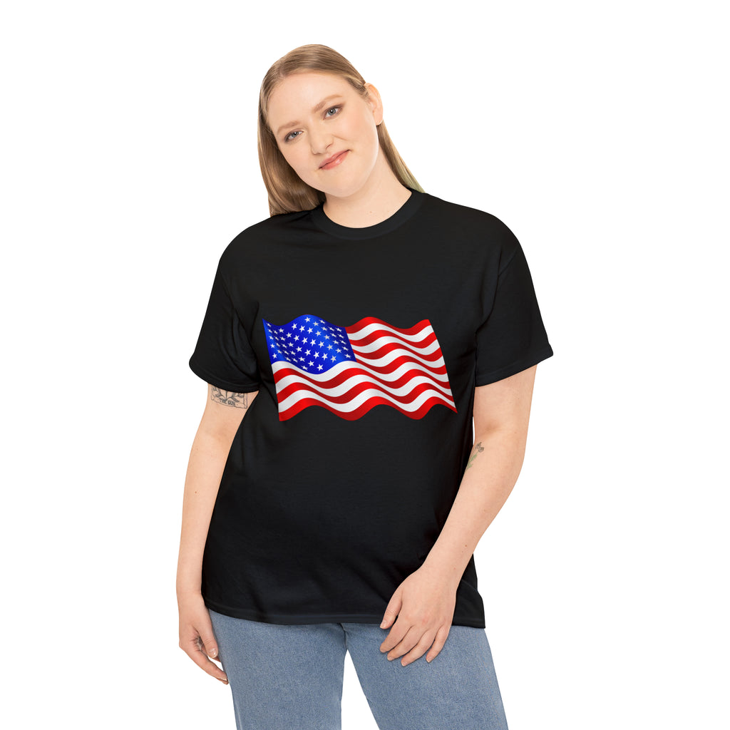 American Wavy Flag Unisex Heavy Cotton Tee