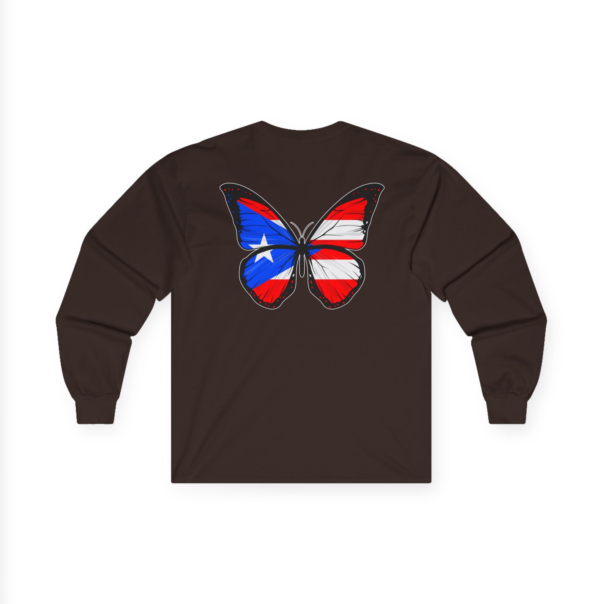 Women's Puerto Rico Flag Butterfly Long Sleeve Tee