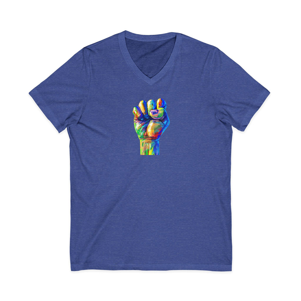Power To The People Fist V-Neck Tee — Pride & Protest Solidarity T-Shirt