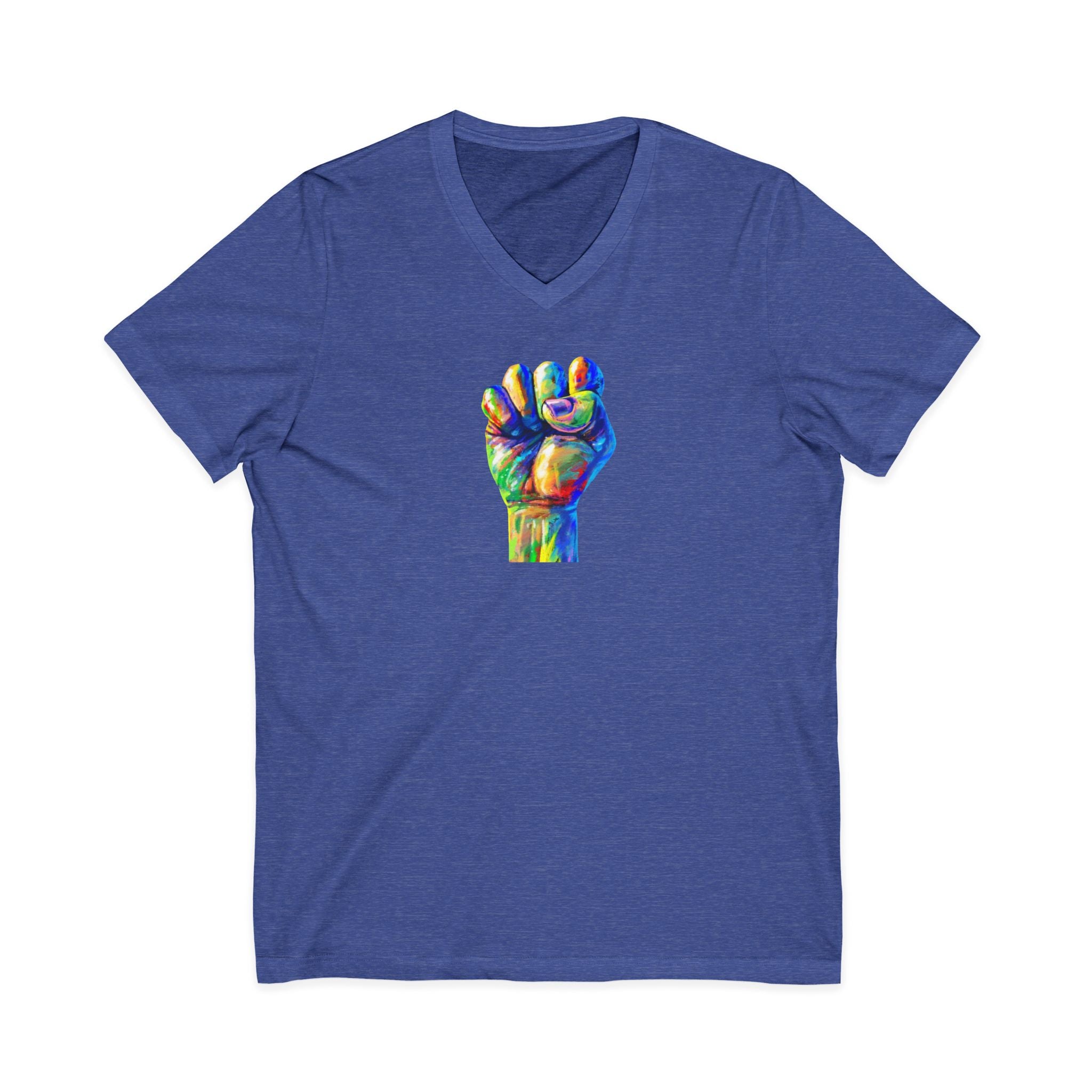 Power To The People Fist V-Neck Tee — Pride & Protest Solidarity T-Shirt