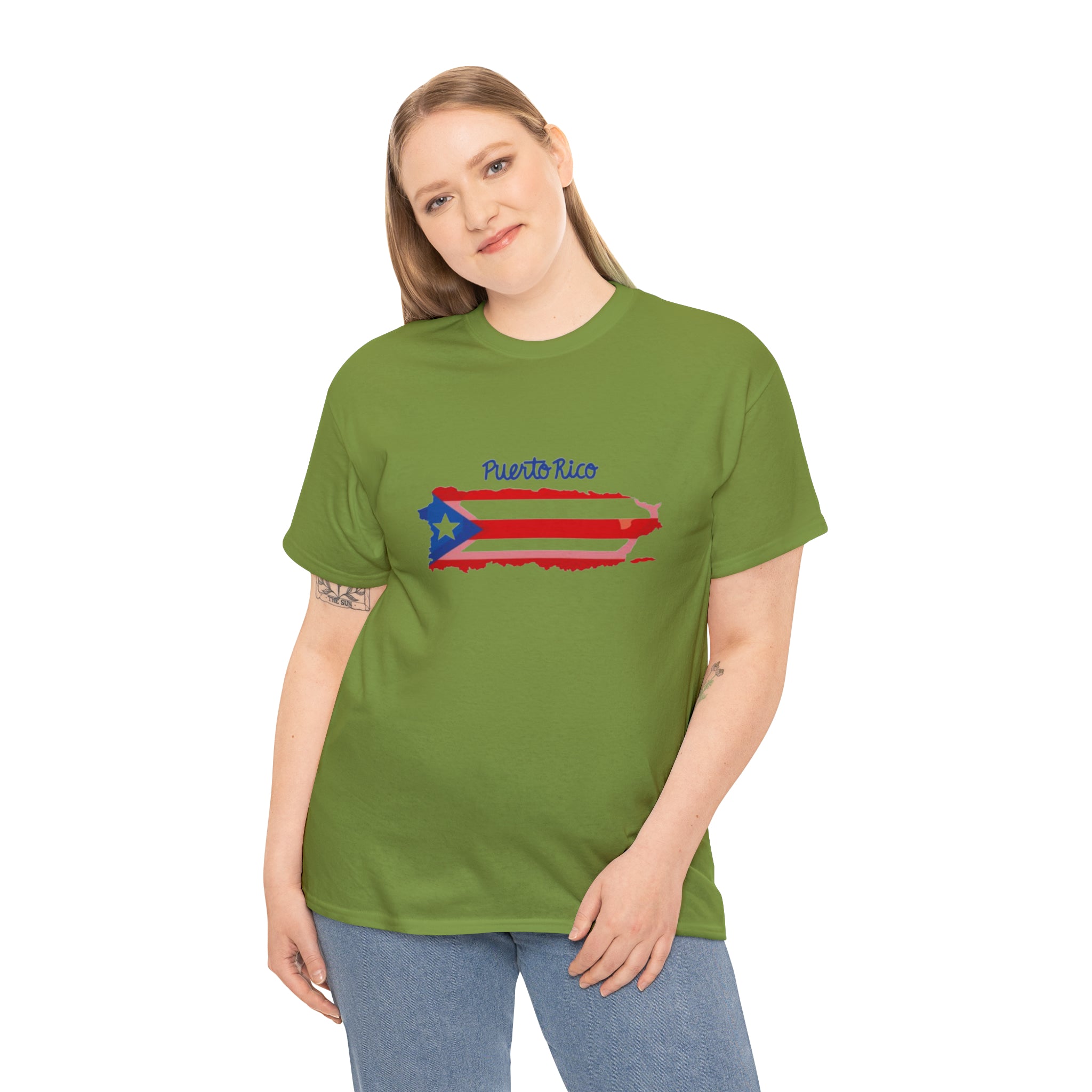 Island of Puerto Rico Flag Heavy Cotton Tee
