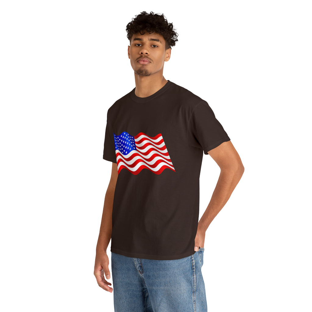 American Wavy Flag Unisex Heavy Cotton Tee