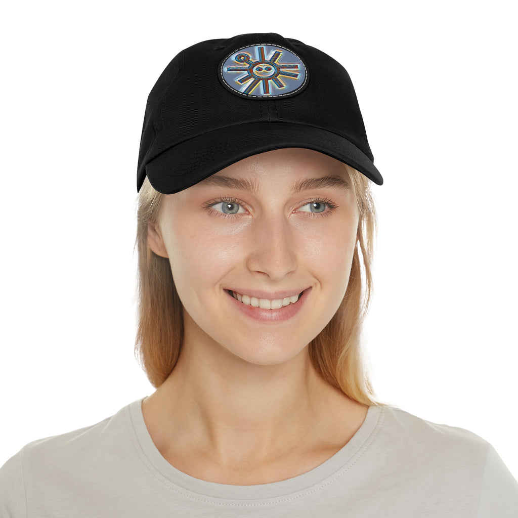 Taino Symbolism Dad Hat with Leather Patch (Round)