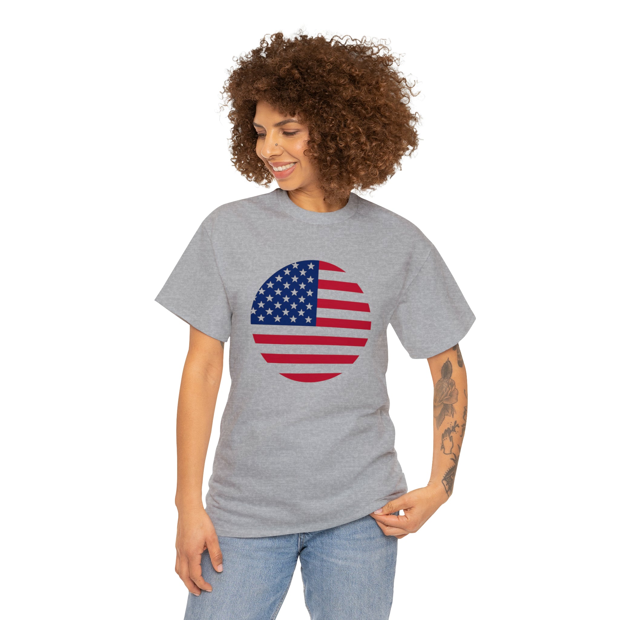 American Flag Globe Unisex Heavy Cotton Tee