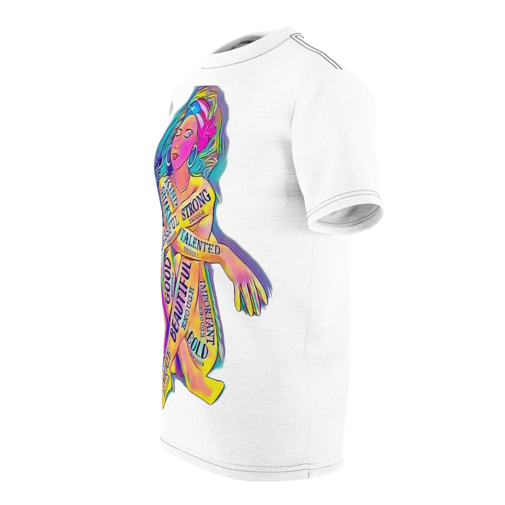 Confident and Beautiful Puerto Rican/Taina Woman Unisex Cut & Sew Tee (AOP)