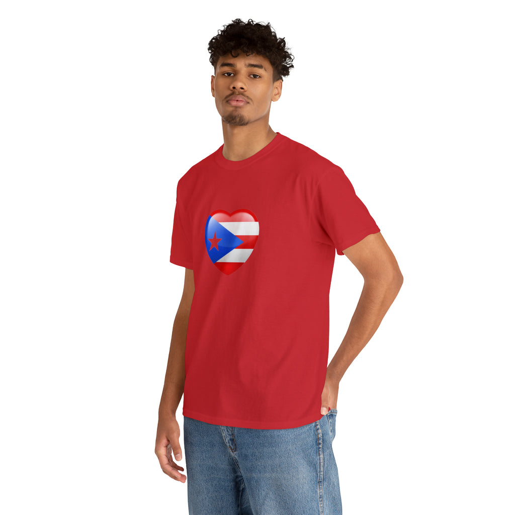Puerto Rican Flag Heart Unisex Heavy Cotton Tee