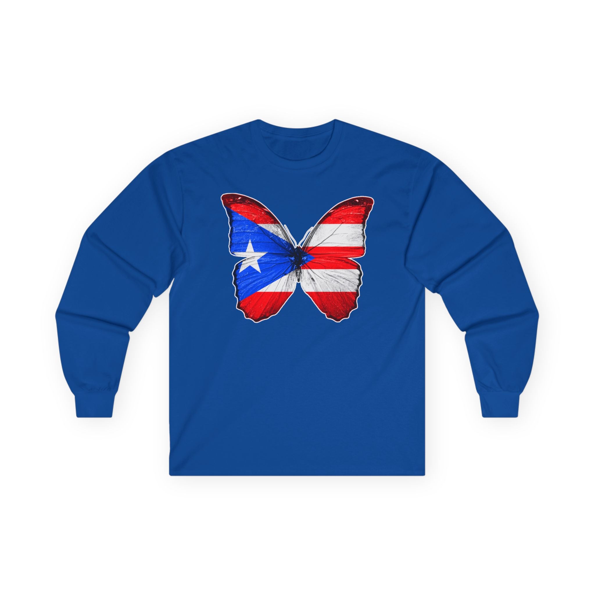 Women's Puerto Rico Flag Butterfly Long Sleeve Tee
