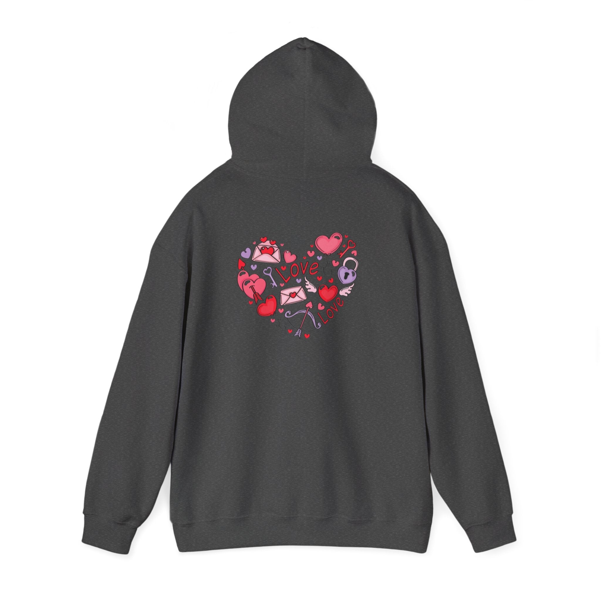 Valentine's Day Love Graphic Hoodie — Heart & 'LOVE' Valentine Pullover
