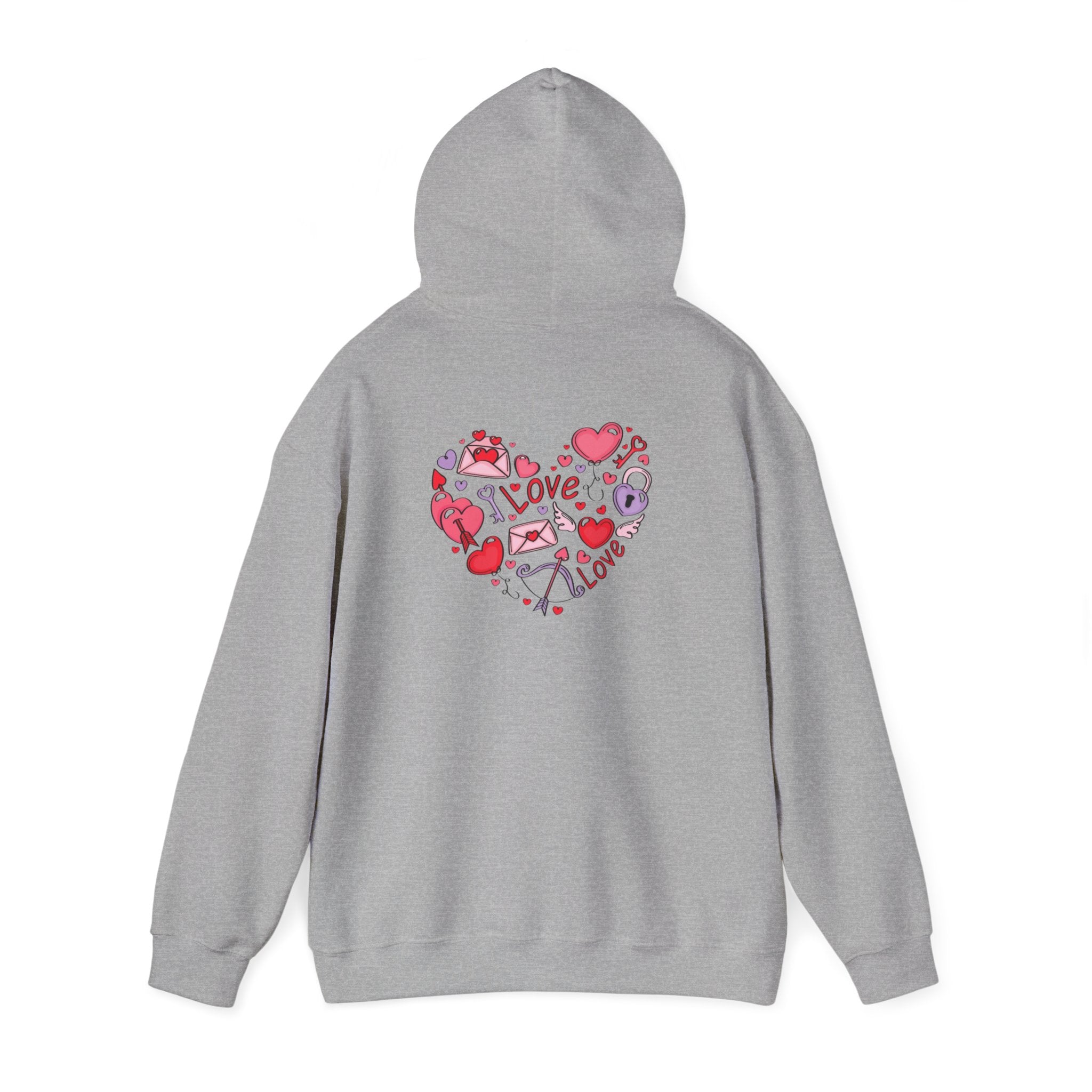 Valentine's Day Love Graphic Hoodie — Heart & 'LOVE' Valentine Pullover