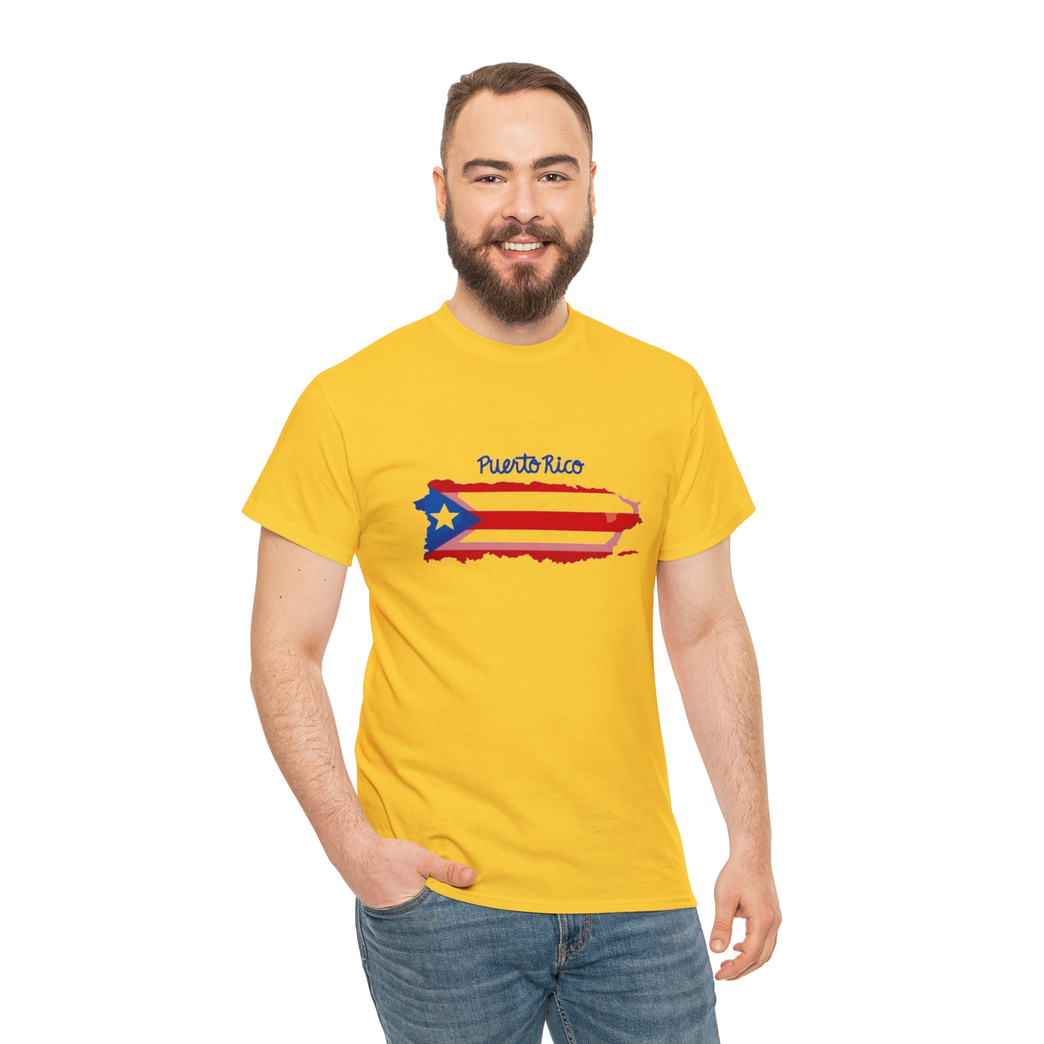 Island of Puerto Rico Flag Heavy Cotton Tee