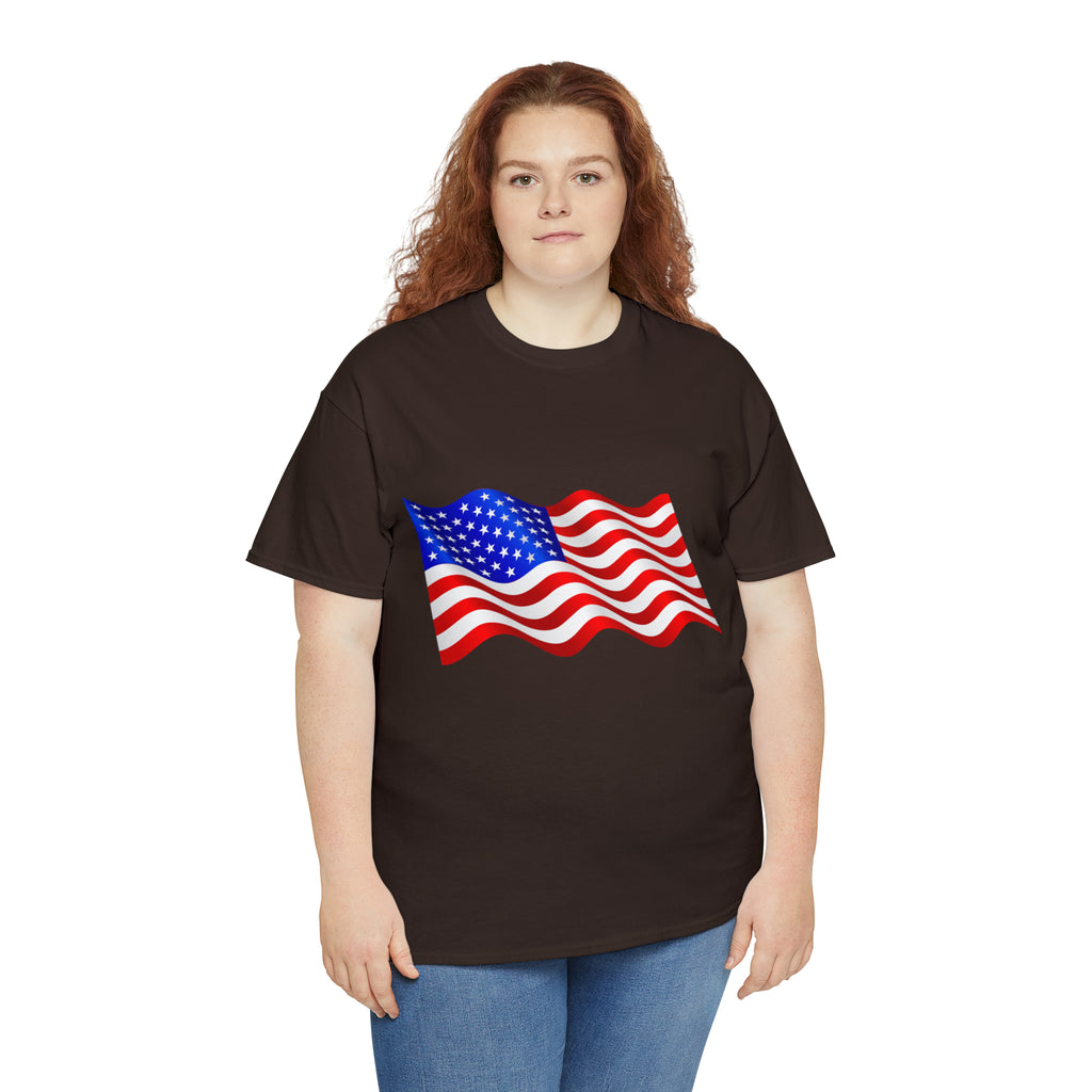 American Wavy Flag Unisex Heavy Cotton Tee
