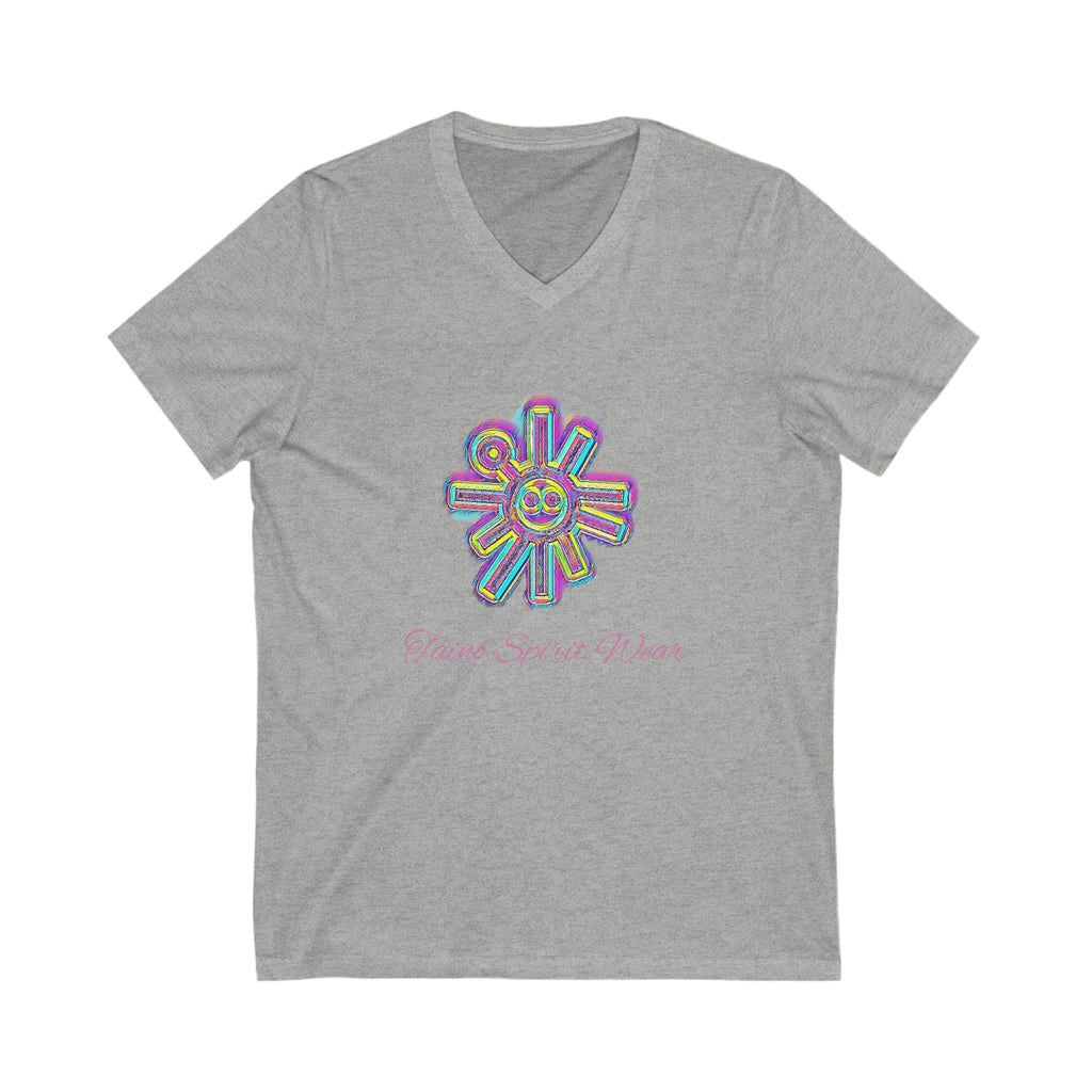 Taino Sun Symbolism Unisex Jersey Short Sleeve V-Neck Tee