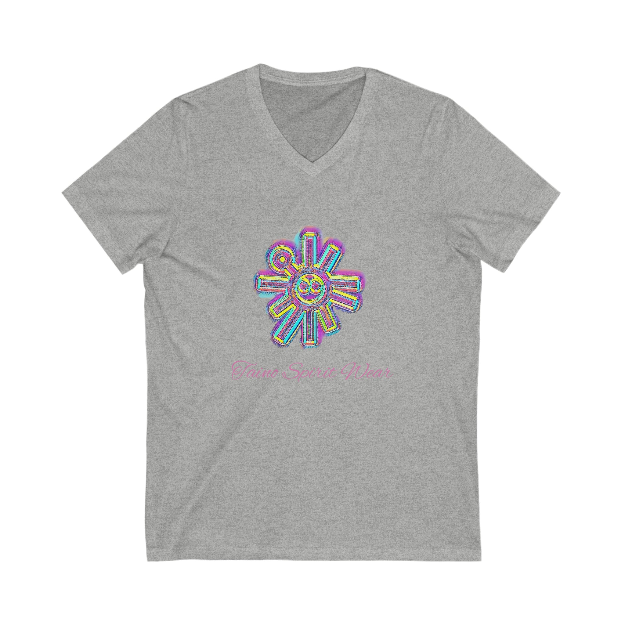 Taino Sun Symbolism Unisex Jersey Short Sleeve V-Neck Tee