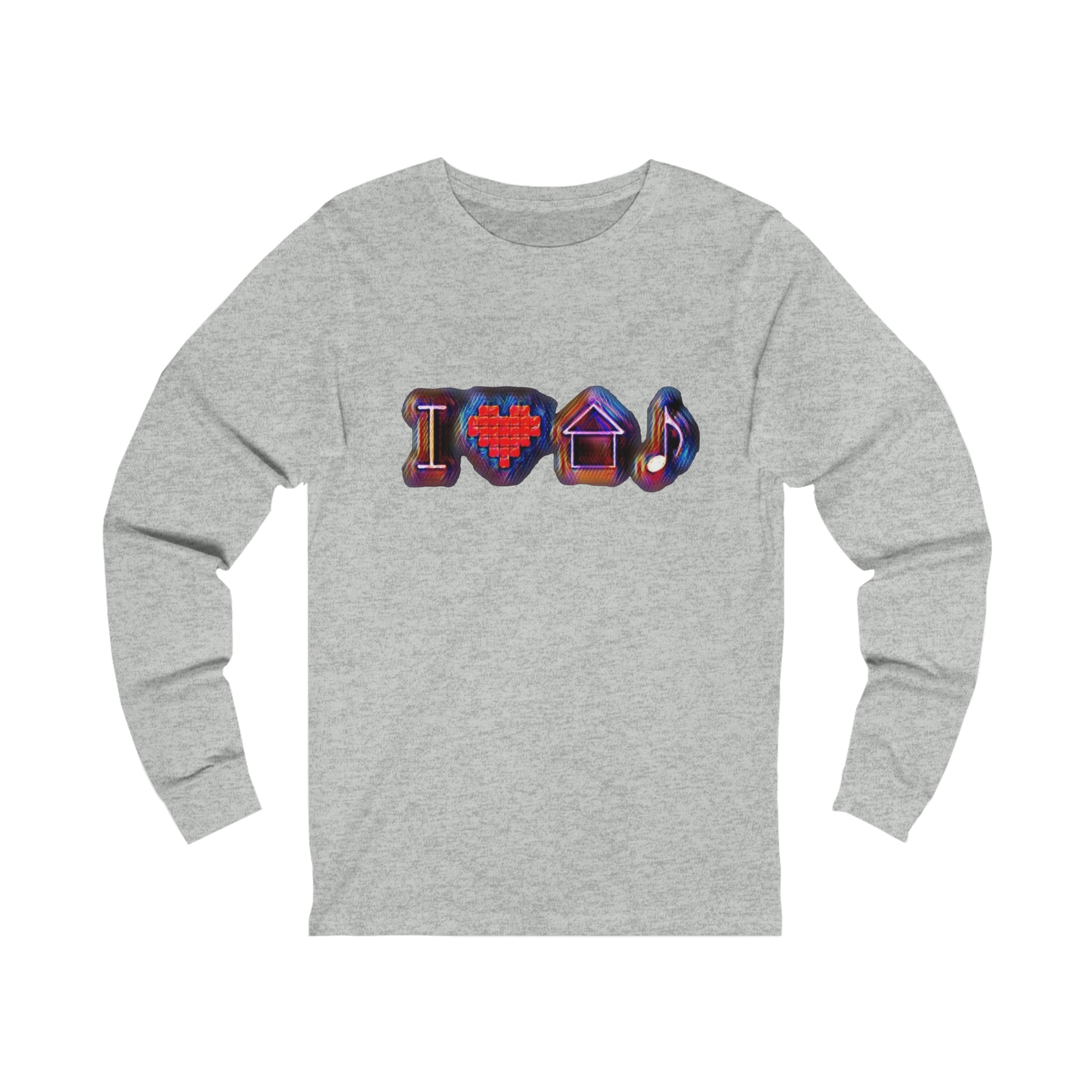 I Love House Music Symbols Unisex Jersey Long Sleeve Tee