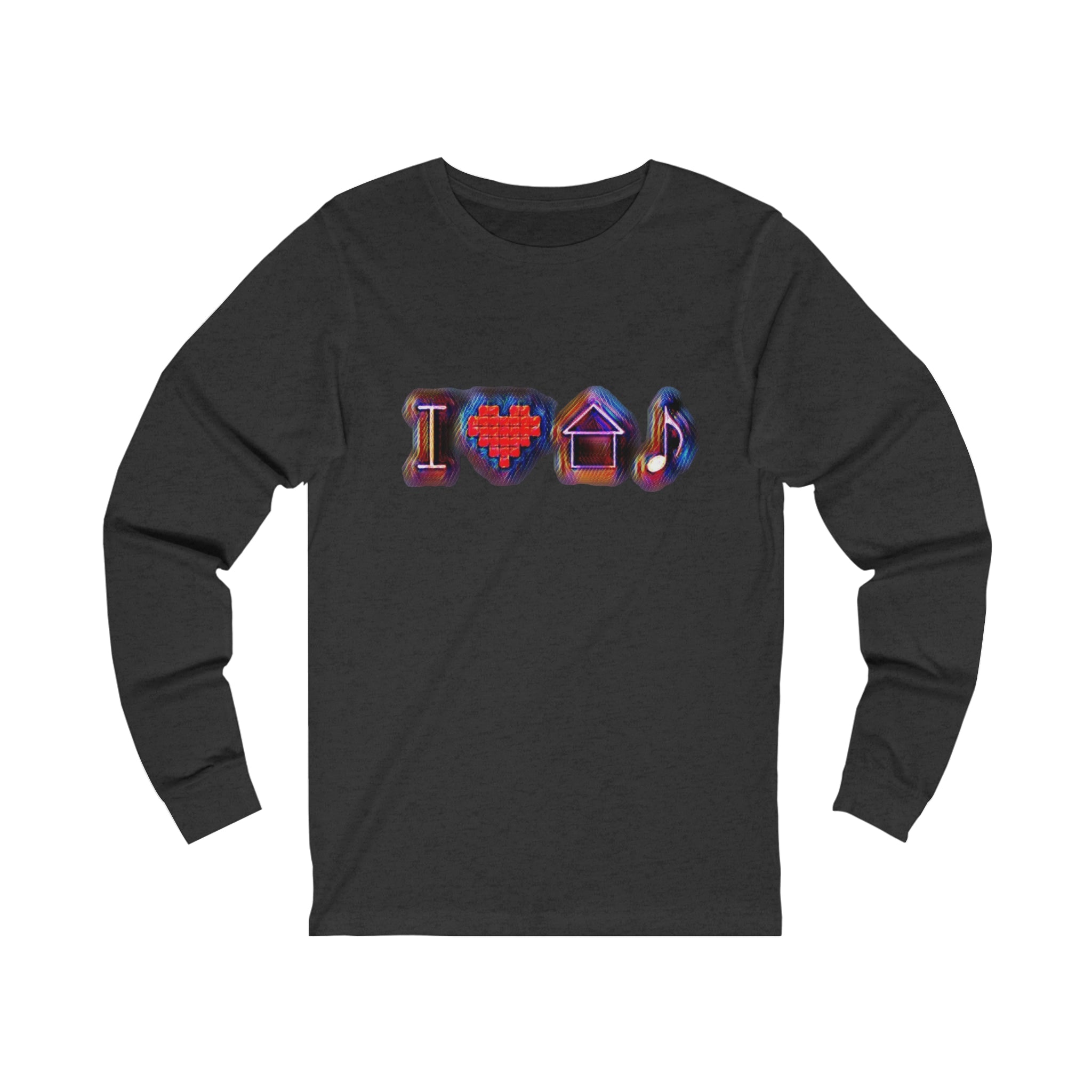 I Love House Music Symbols Unisex Jersey Long Sleeve Tee