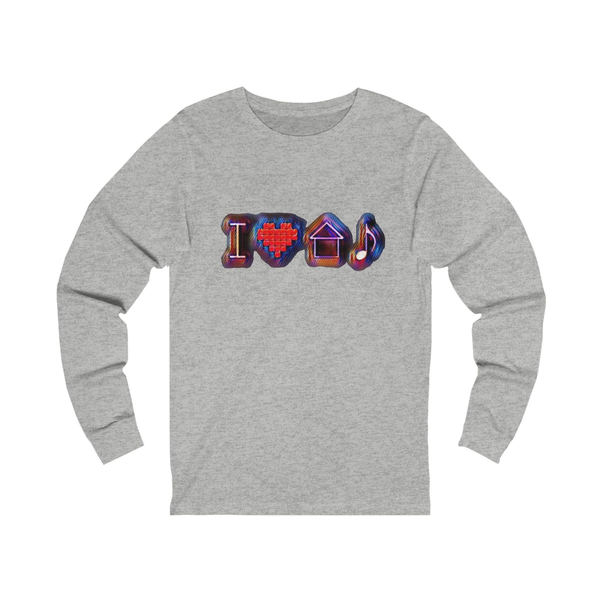 I Love House Music Symbols Unisex Jersey Long Sleeve Tee