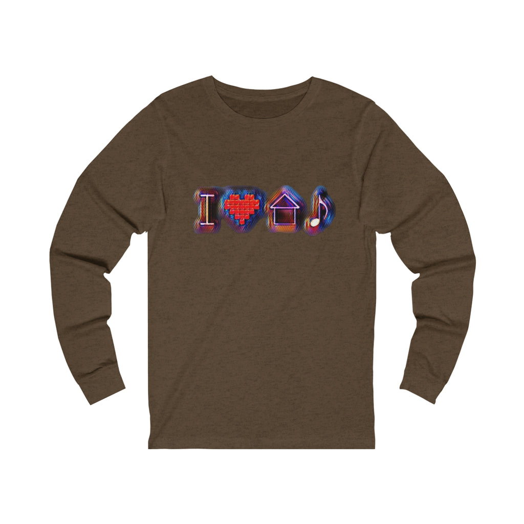 I Love House Music Symbols Unisex Jersey Long Sleeve Tee