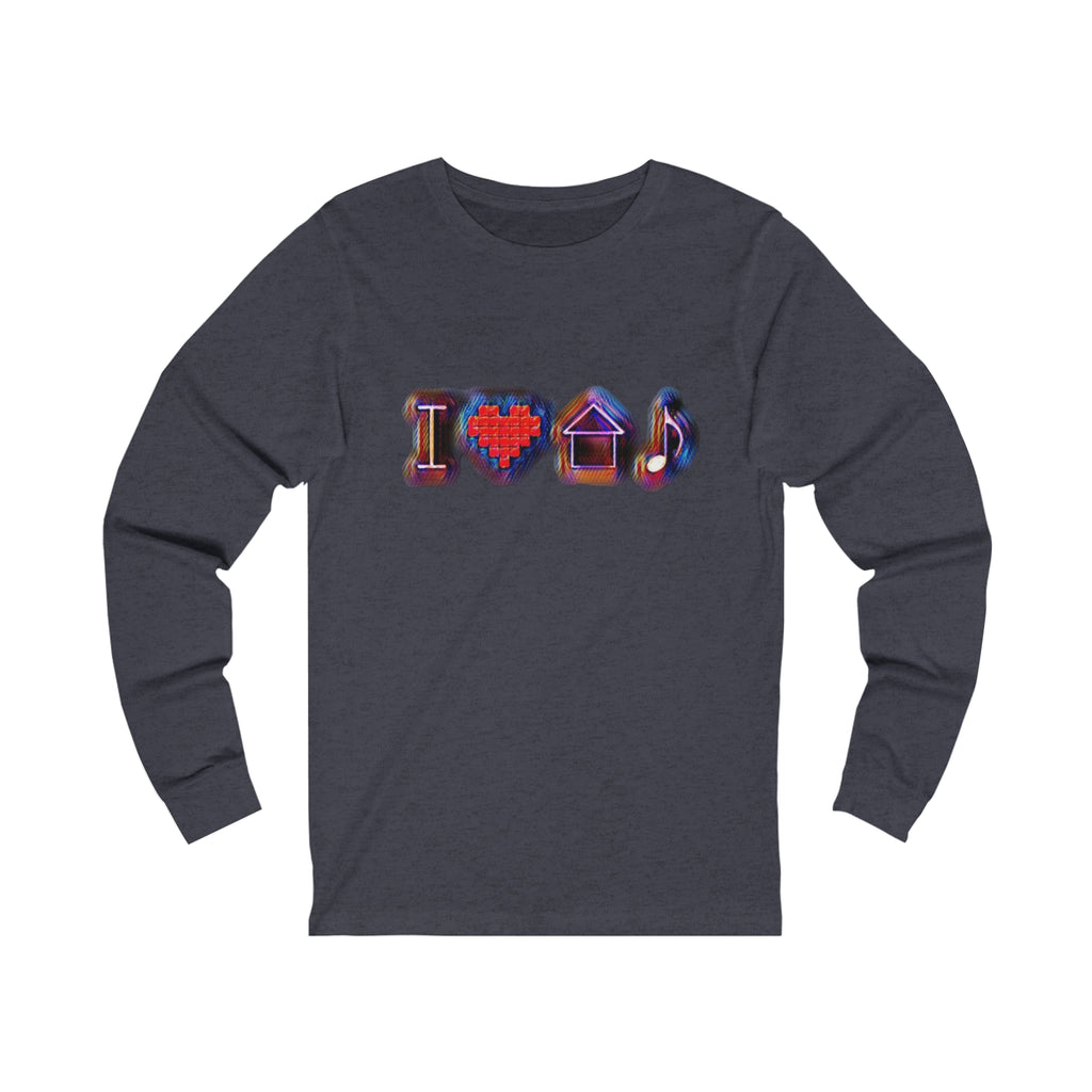 I Love House Music Symbols Unisex Jersey Long Sleeve Tee